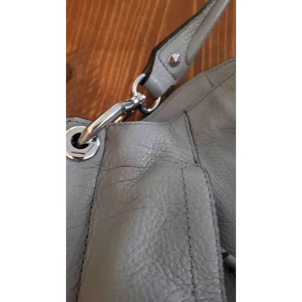Or Yany Gray Leather Shoulder Bag Purse Handles Silver Hardware - Picture 5 of 16